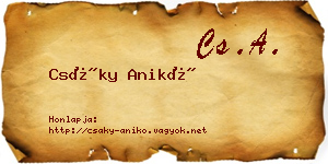 Csáky Anikó névjegykártya
