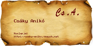 Csáky Anikó névjegykártya